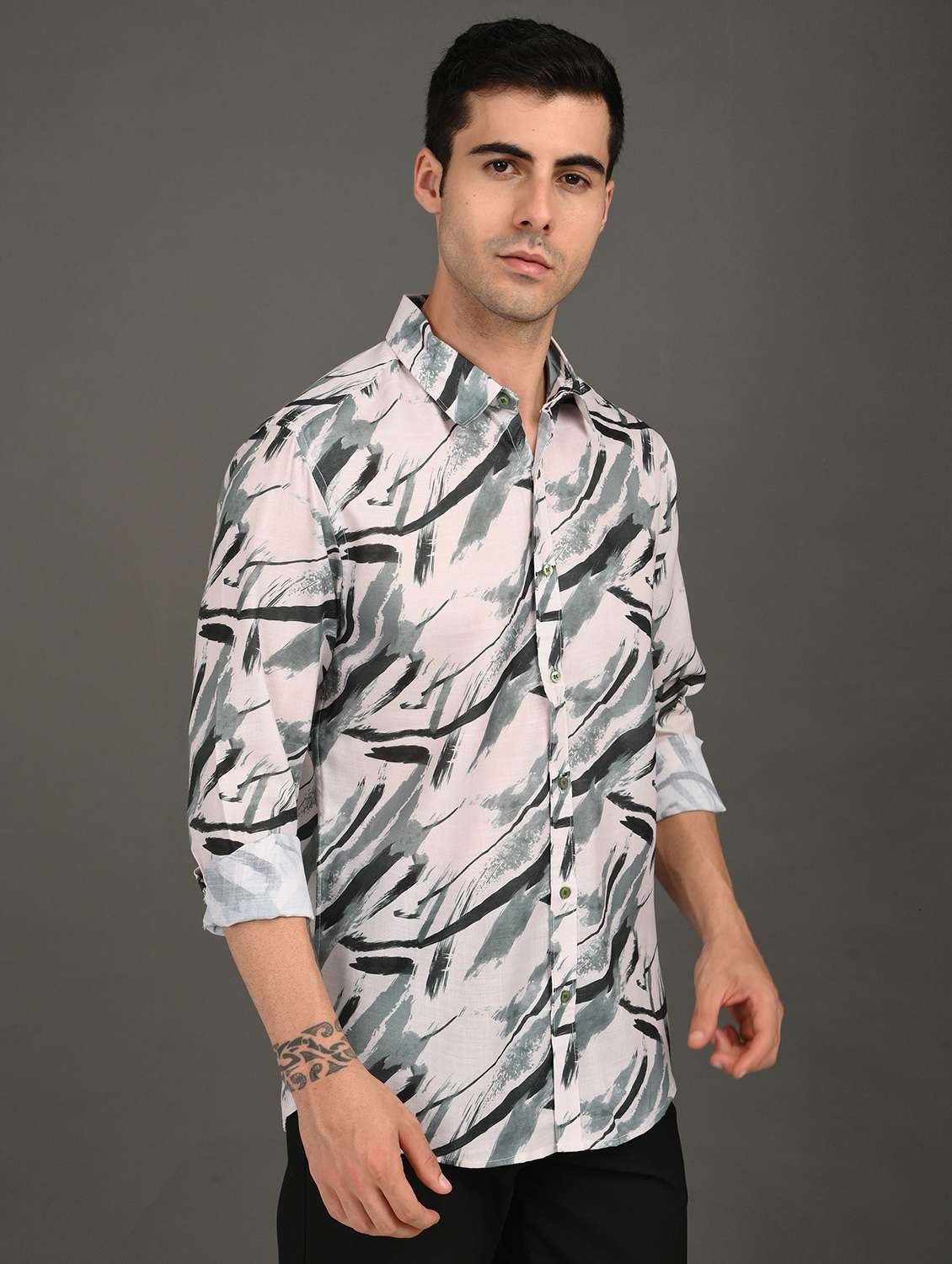 men printed long sleeve regular fit casual shirt - 21982229 -  Standard Image - 1