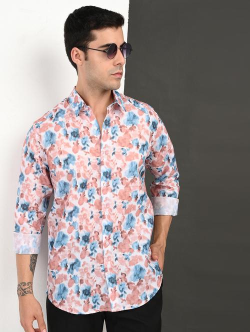 men printed long sleeve regular fit casual shirt - 21982230 - Standard Image - 0