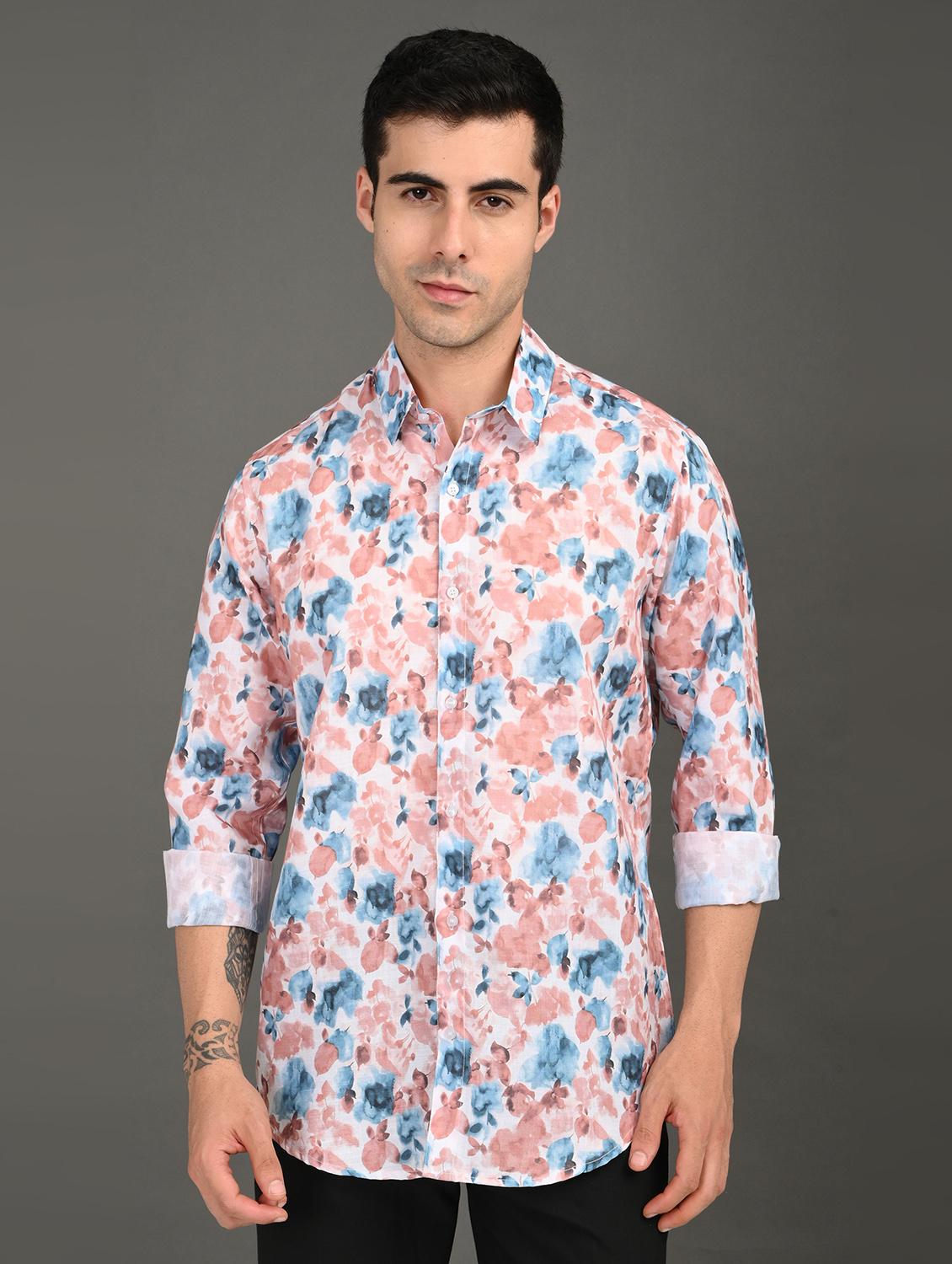men printed long sleeve regular fit casual shirt - 21982230 - Standard Image - 1