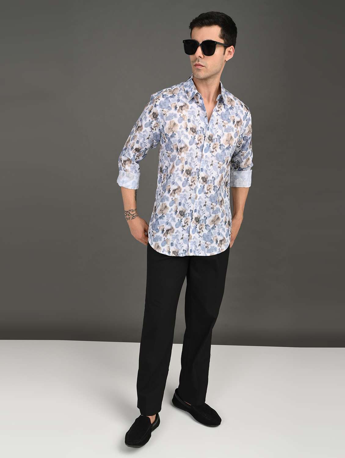 men printed long sleeve regular fit casual shirt - 21982231 -  Standard Image - 4