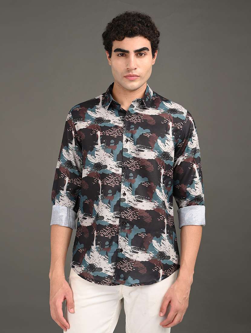 men printed long sleeve regular fit casual shirt - 21982232 -  Standard Image - 1