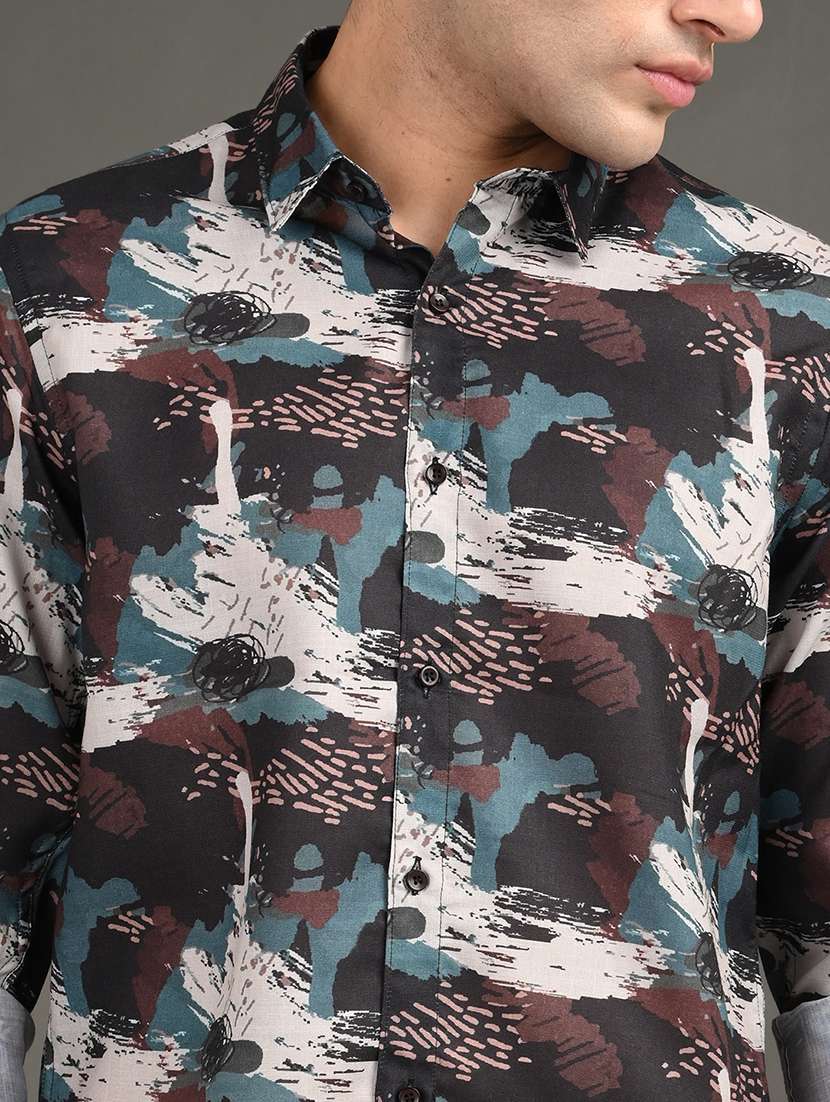 men printed long sleeve regular fit casual shirt - 21982232 -  Standard Image - 4