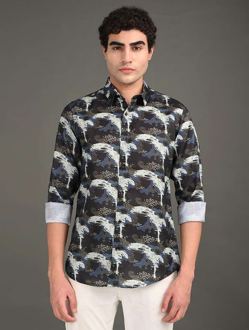 men printed long sleeve regular fit casual shirt - 21982233 -  Standard Image - 1