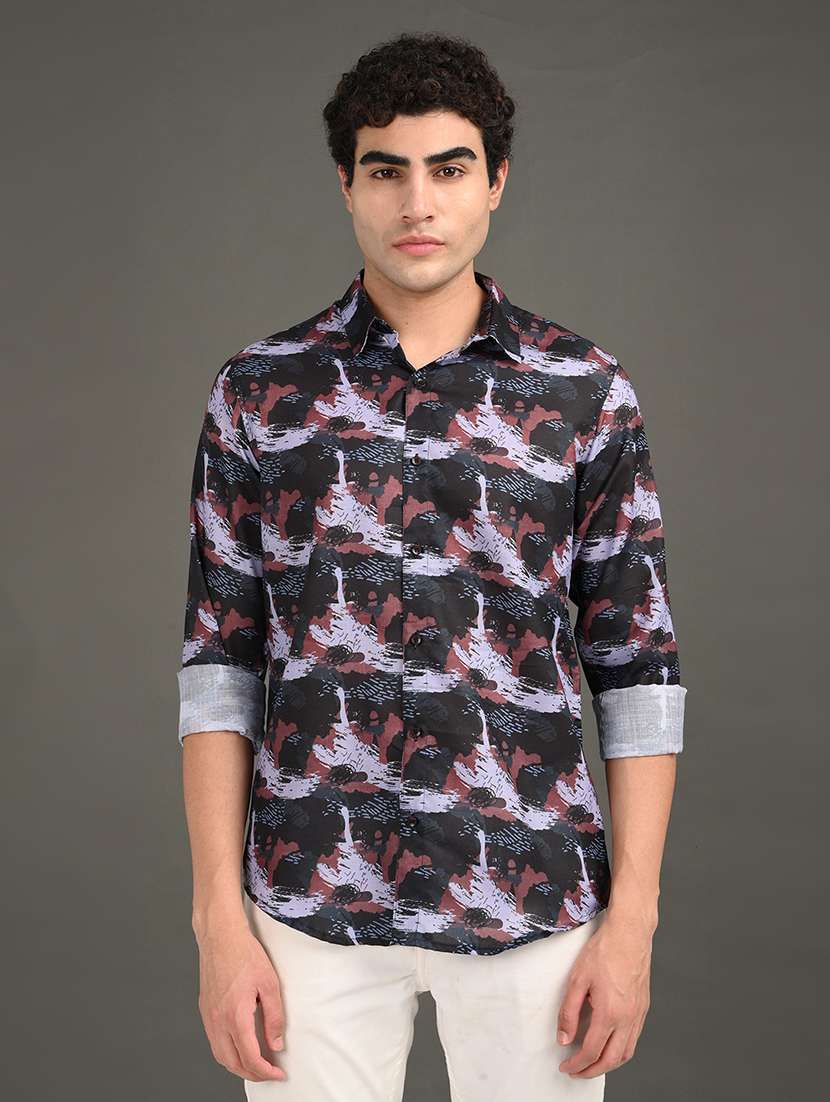men printed long sleeve regular fit casual shirt - 21982234 -  Standard Image - 1