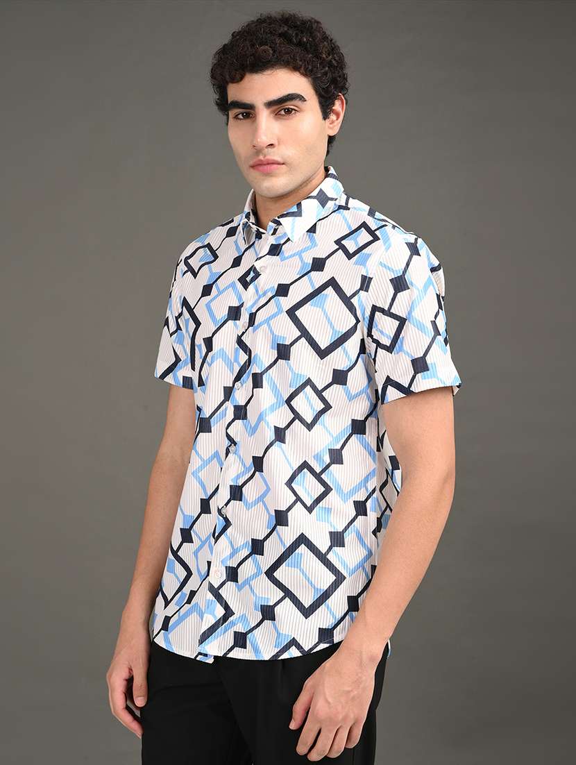 men printed short sleeve regular fit casual shirt - 21982236 -  Standard Image - 1