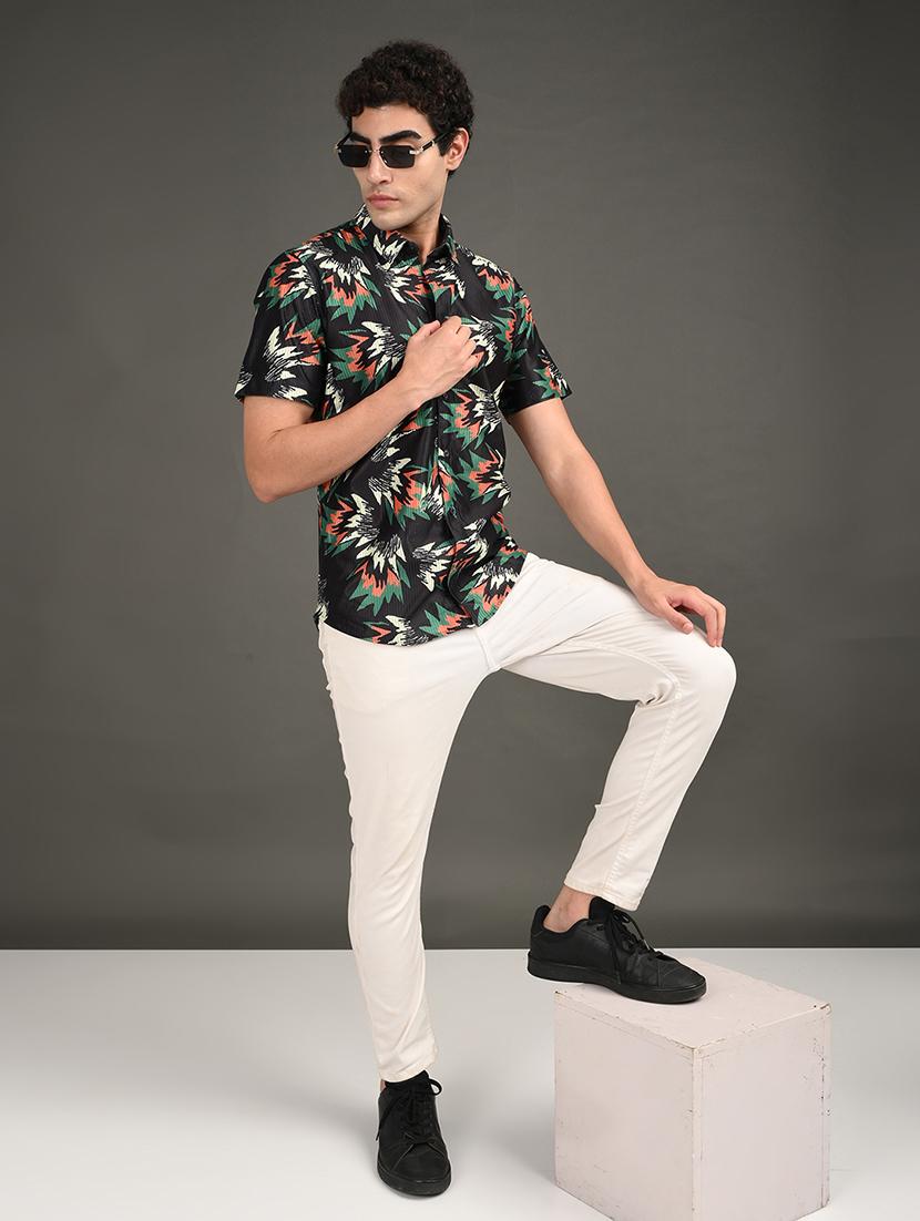 men printed short sleeve regular fit casual shirt - 21982237 - Standard Image - 4