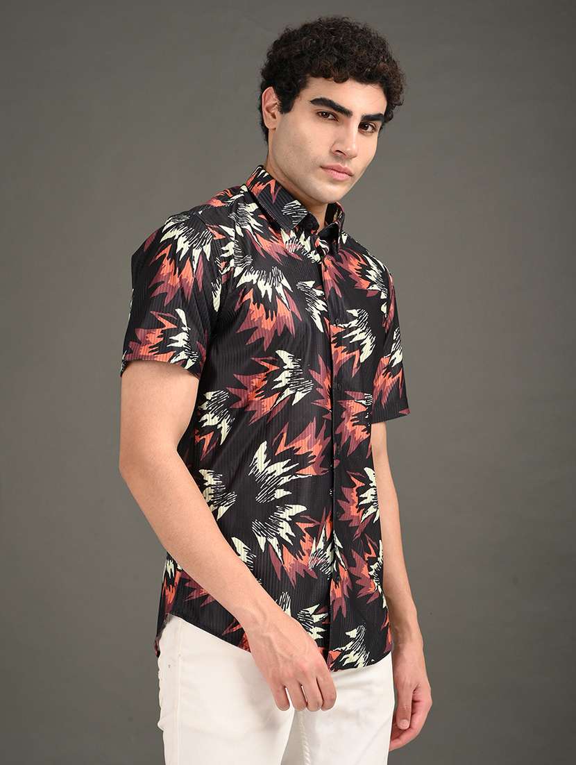 men printed short sleeve regular fit casual shirt - 21982238 -  Standard Image - 1