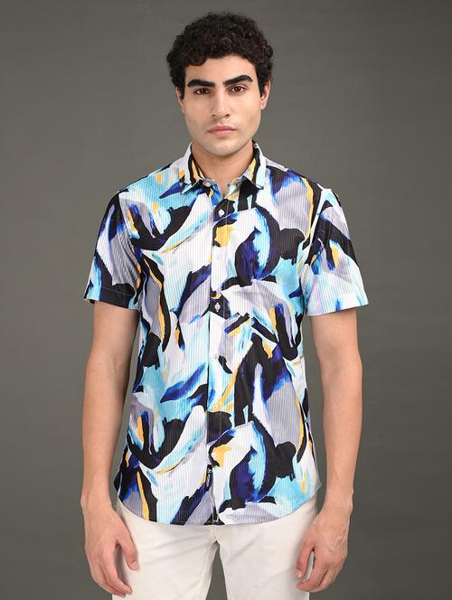 men printed short sleeve regular fit casual shirt - 21982239 -  Standard Image - 0