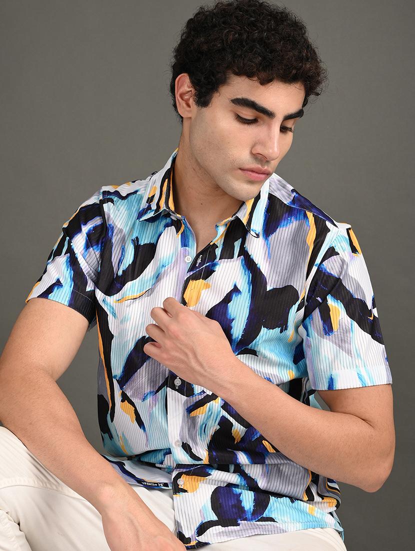 men printed short sleeve regular fit casual shirt - 21982239 -  Standard Image - 1
