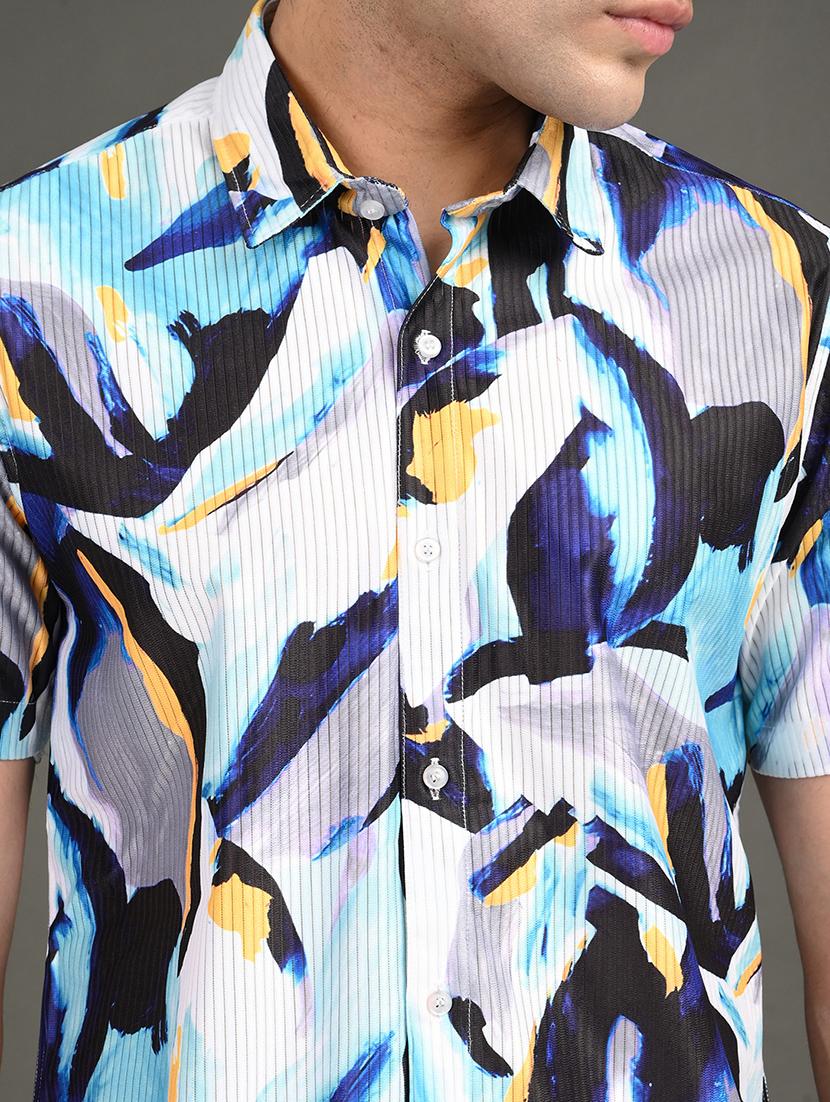 men printed short sleeve regular fit casual shirt - 21982239 - Standard Image - 4