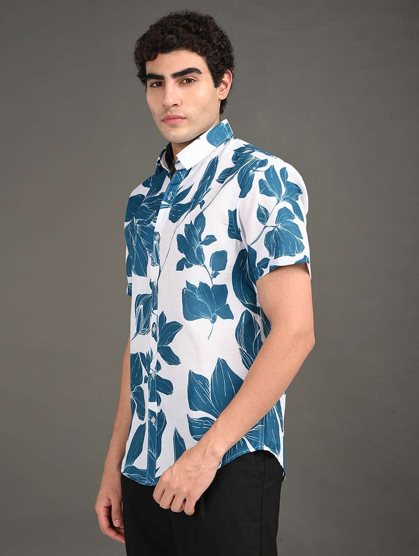 men printed short sleeve regular fit casual shirt - 21982241 -  Standard Image - 1