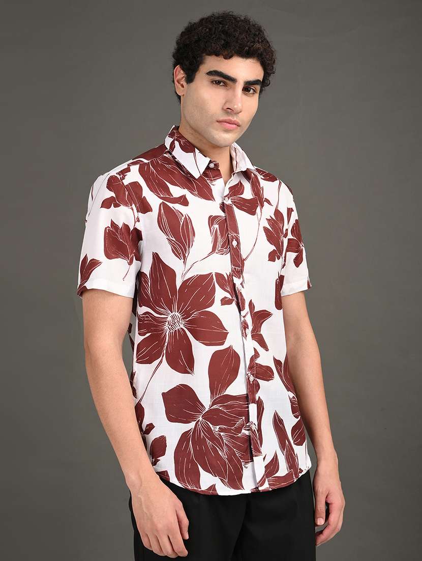 men printed short sleeve regular fit casual shirt - 21982242 -  Standard Image - 1