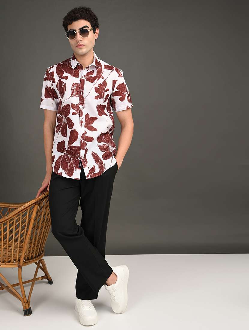 men printed short sleeve regular fit casual shirt - 21982242 -  Standard Image - 4
