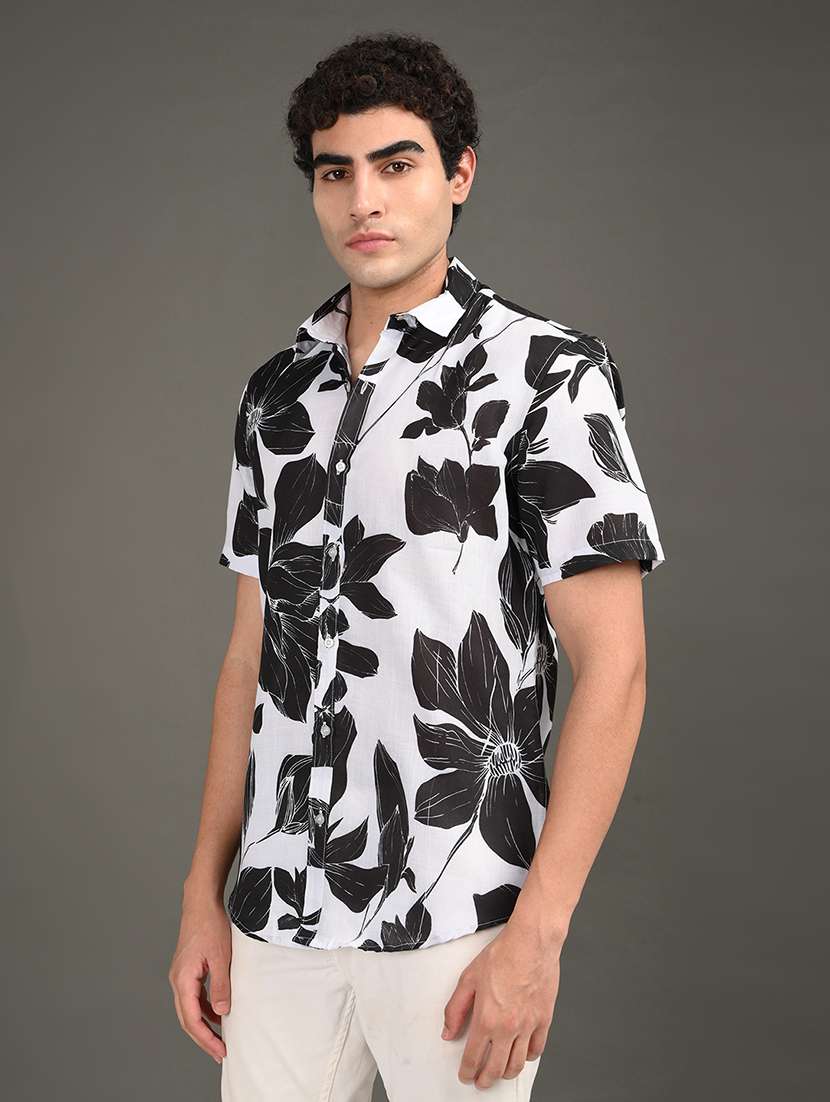 men printed short sleeve regular fit casual shirt - 21982243 -  Standard Image - 1