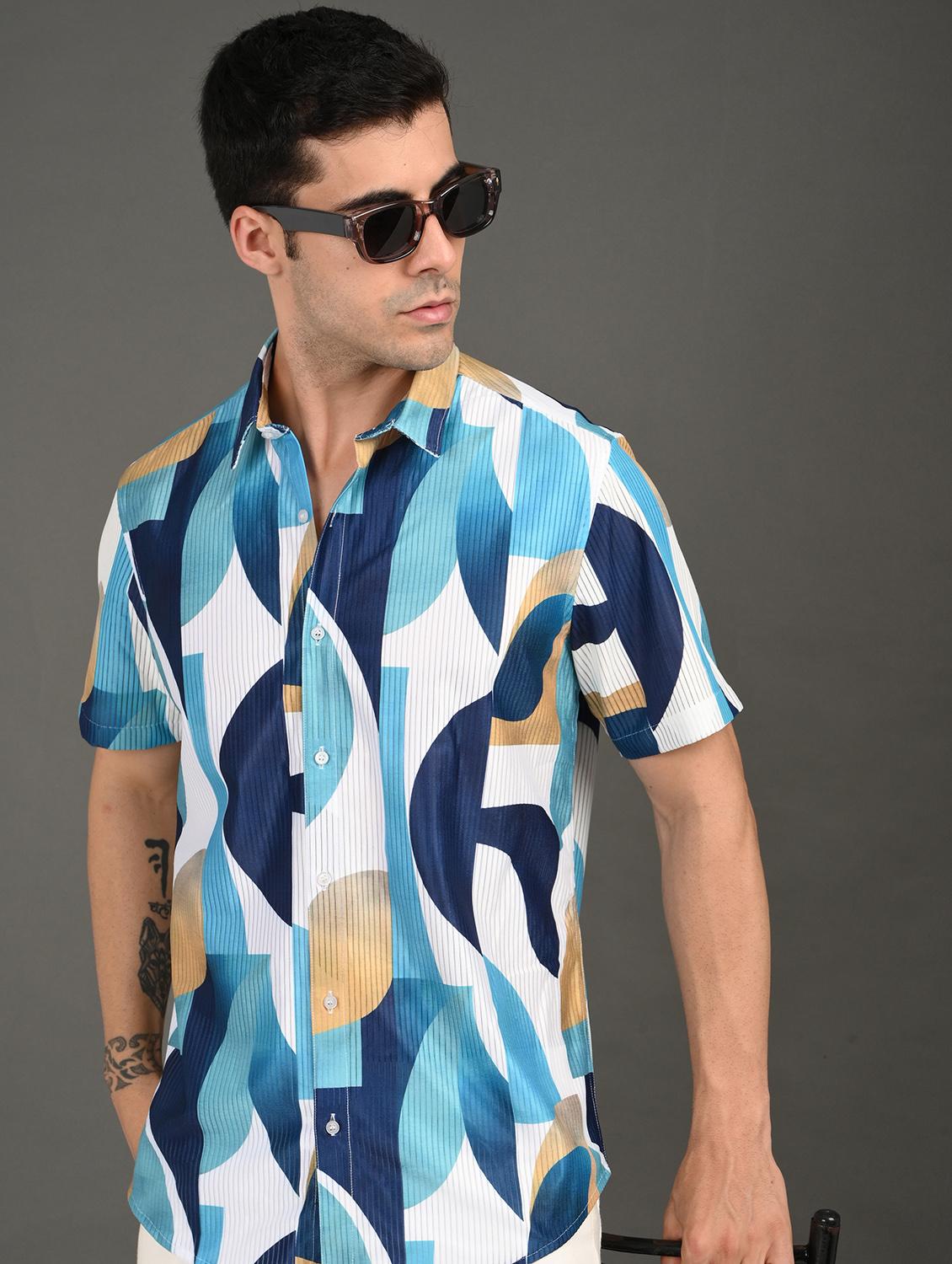 men printed short sleeve regular fit casual shirt - 21982245 -  Zoom Image - 0