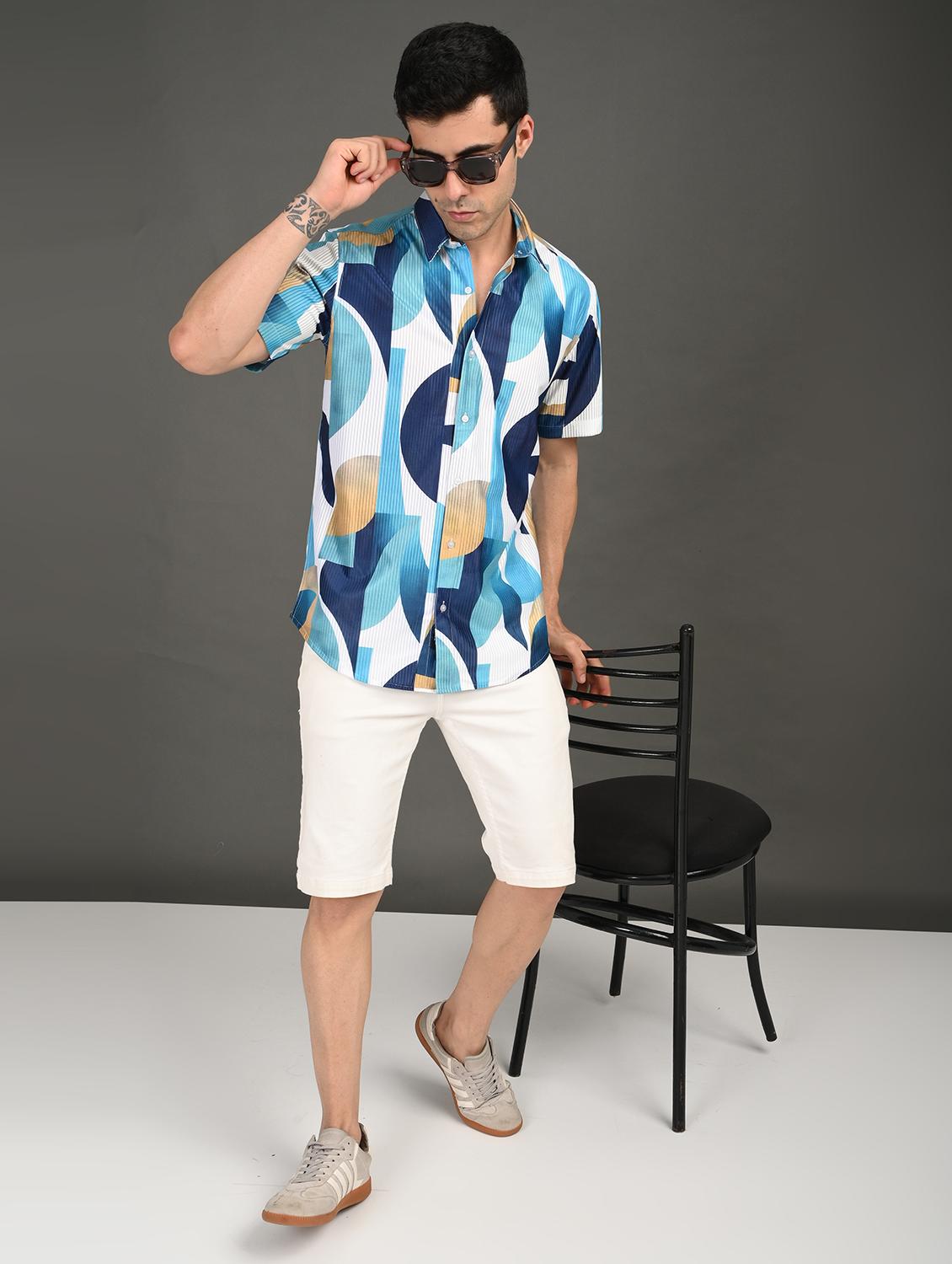 men printed short sleeve regular fit casual shirt - 21982245 - Standard Image - 4