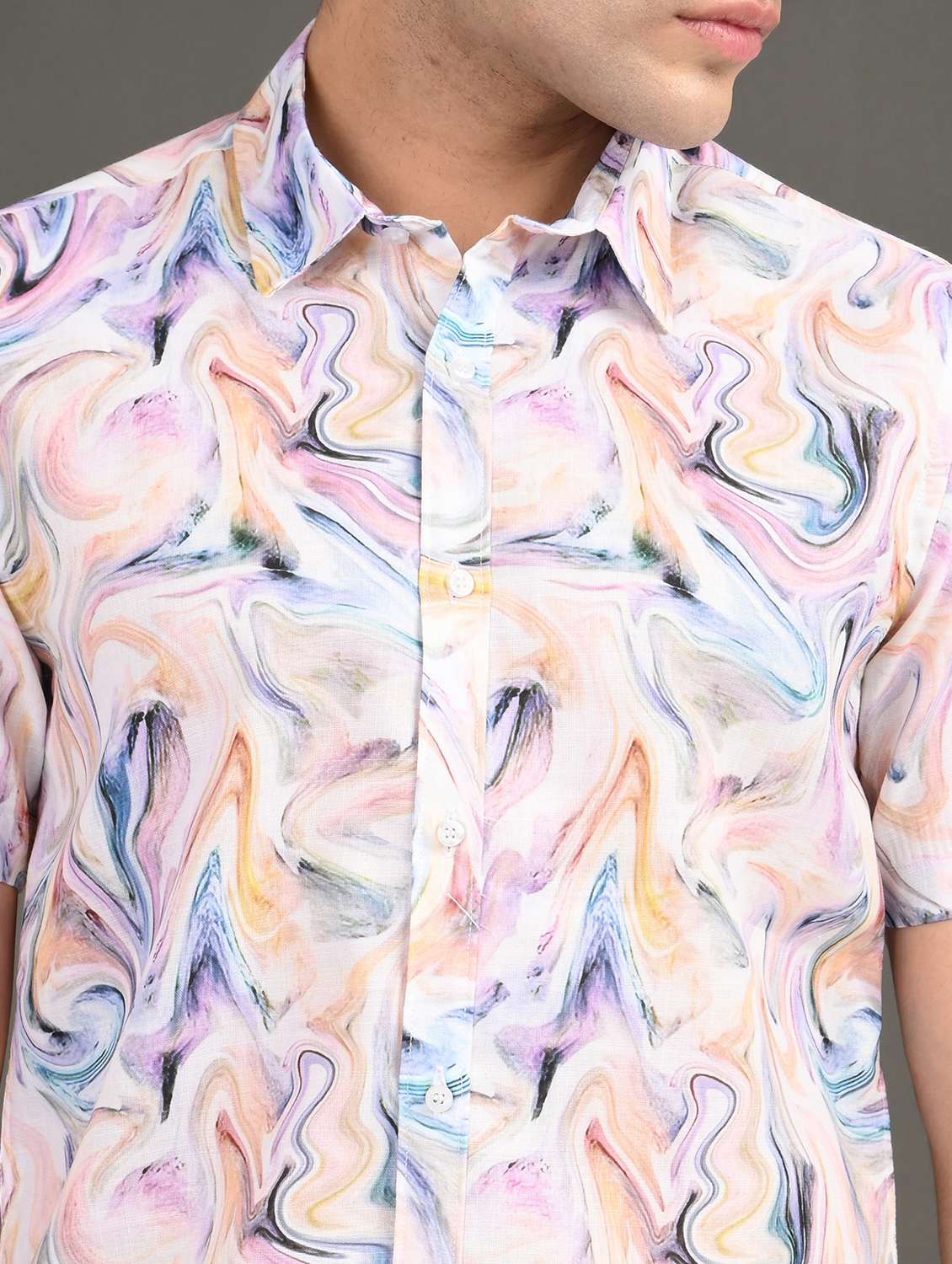 men printed short sleeve regular fit casual shirt - 21982246 - Standard Image - 4