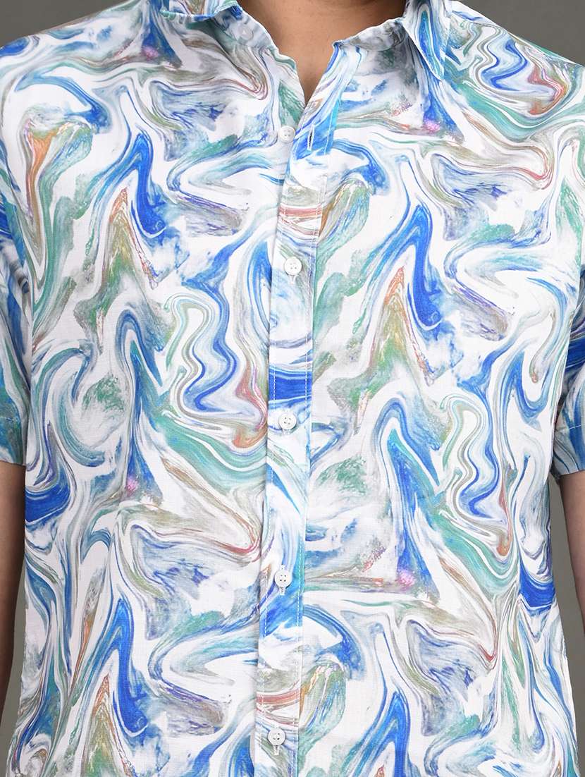 men printed short sleeve regular fit casual shirt - 21982248 -  Standard Image - 4