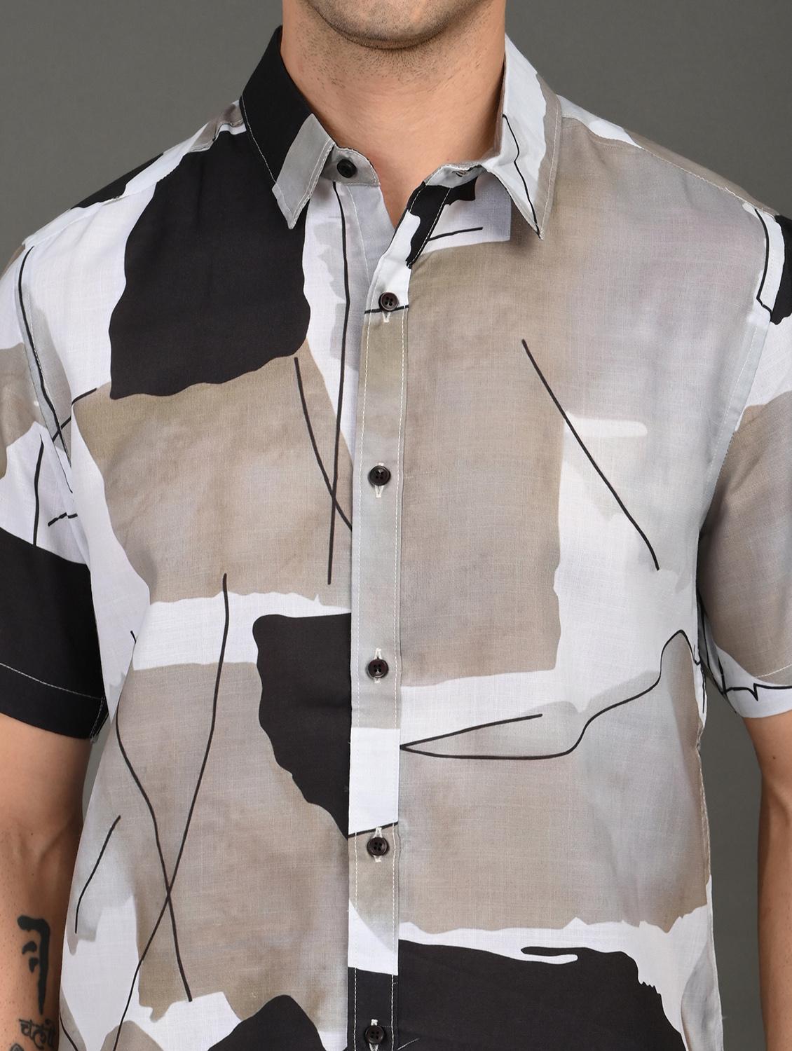 men printed short sleeve regular fit casual shirt - 21982250 - Standard Image - 4