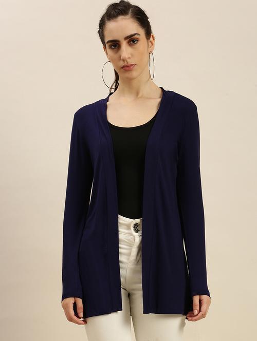 women navy blue solid long sleeve regular shrug - 21982252 - Standard Image - 0