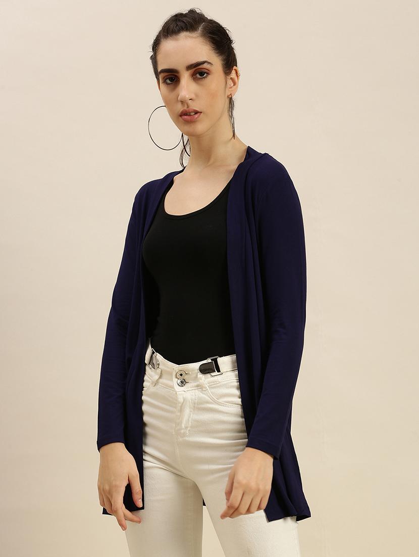 women navy blue solid long sleeve regular shrug - 21982252 - Standard Image - 1