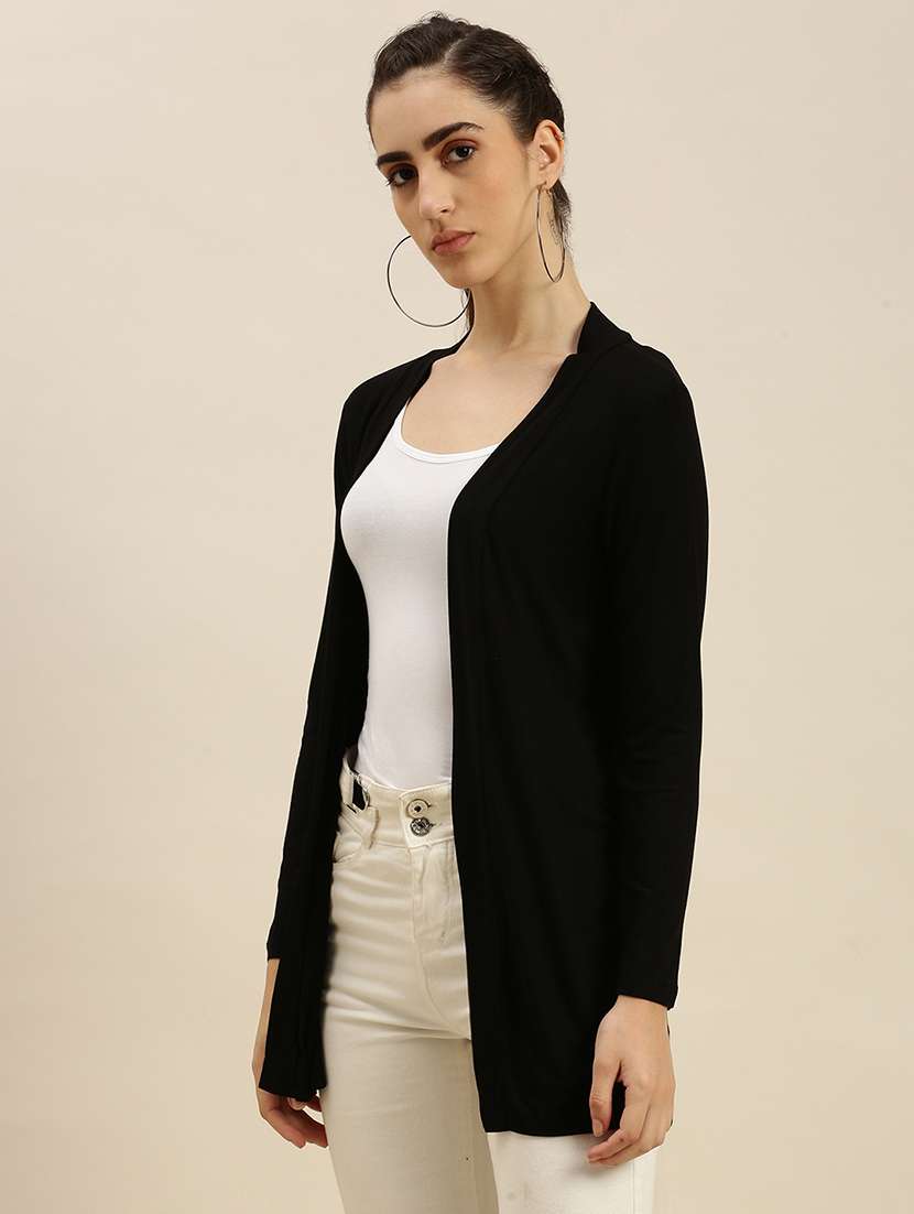 women black solid long sleeve regular shrug - 21982254 -  Standard Image - 1