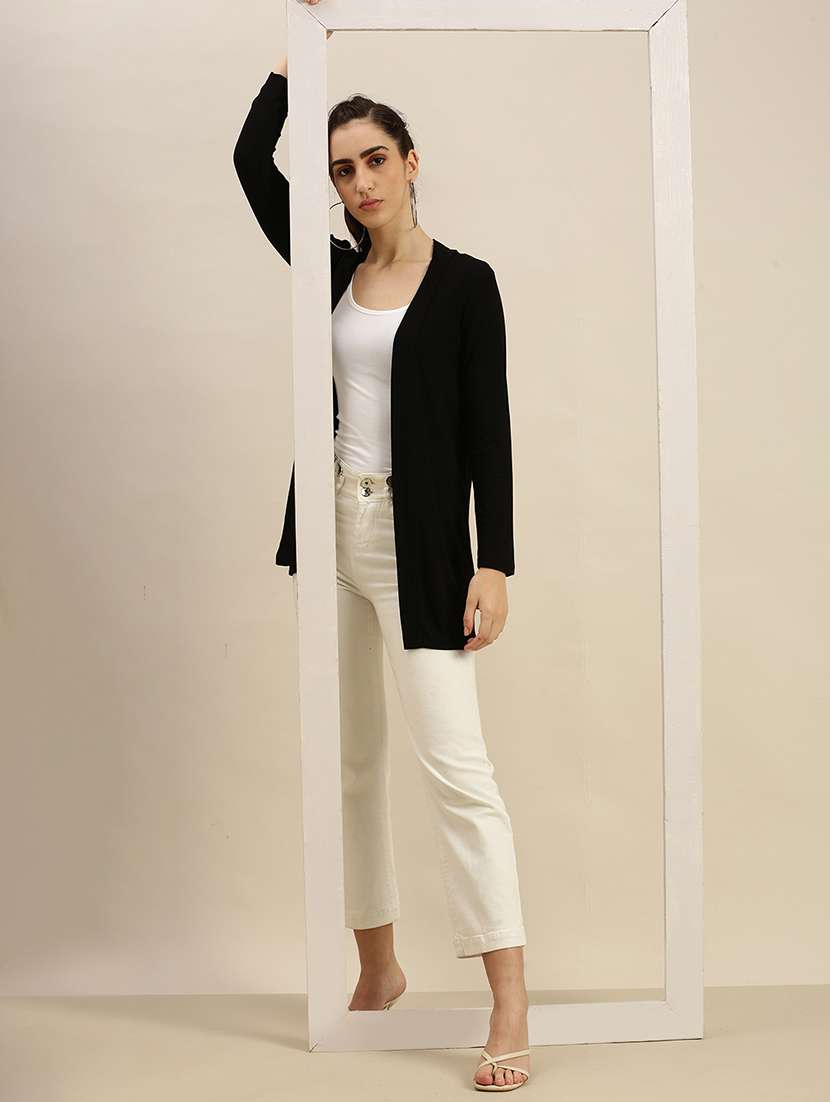 women black solid long sleeve regular shrug - 21982254 -  Standard Image - 4