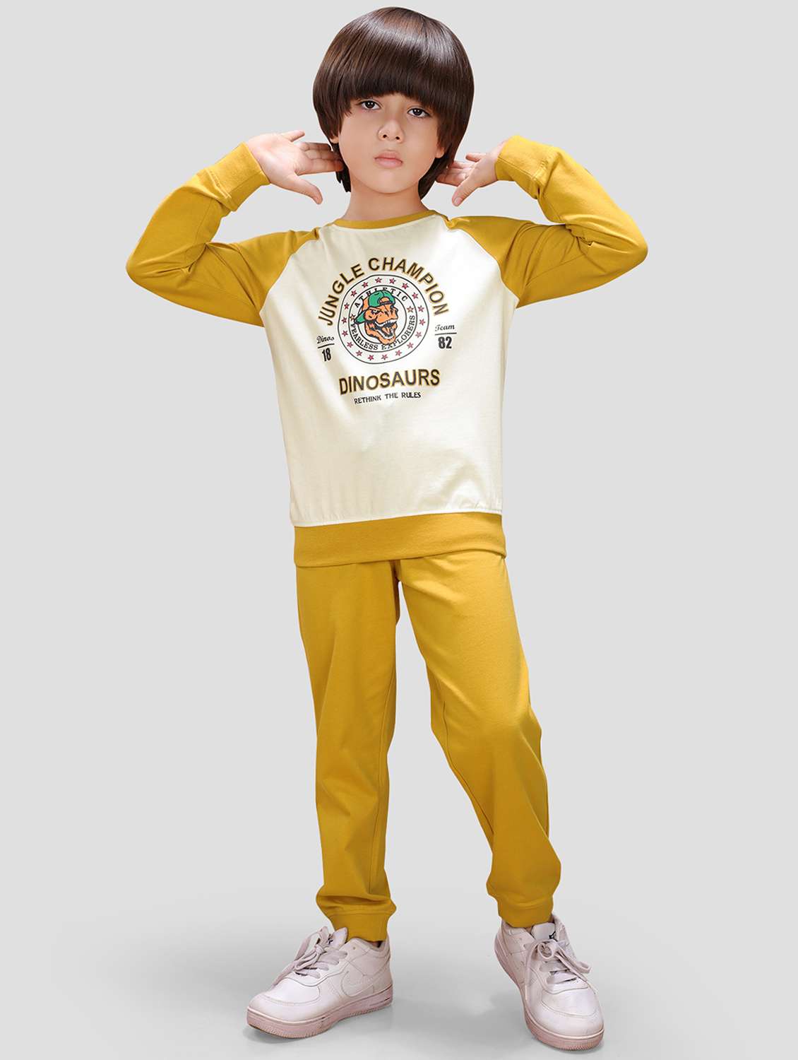 boys color block long sleeve full length co-ords set