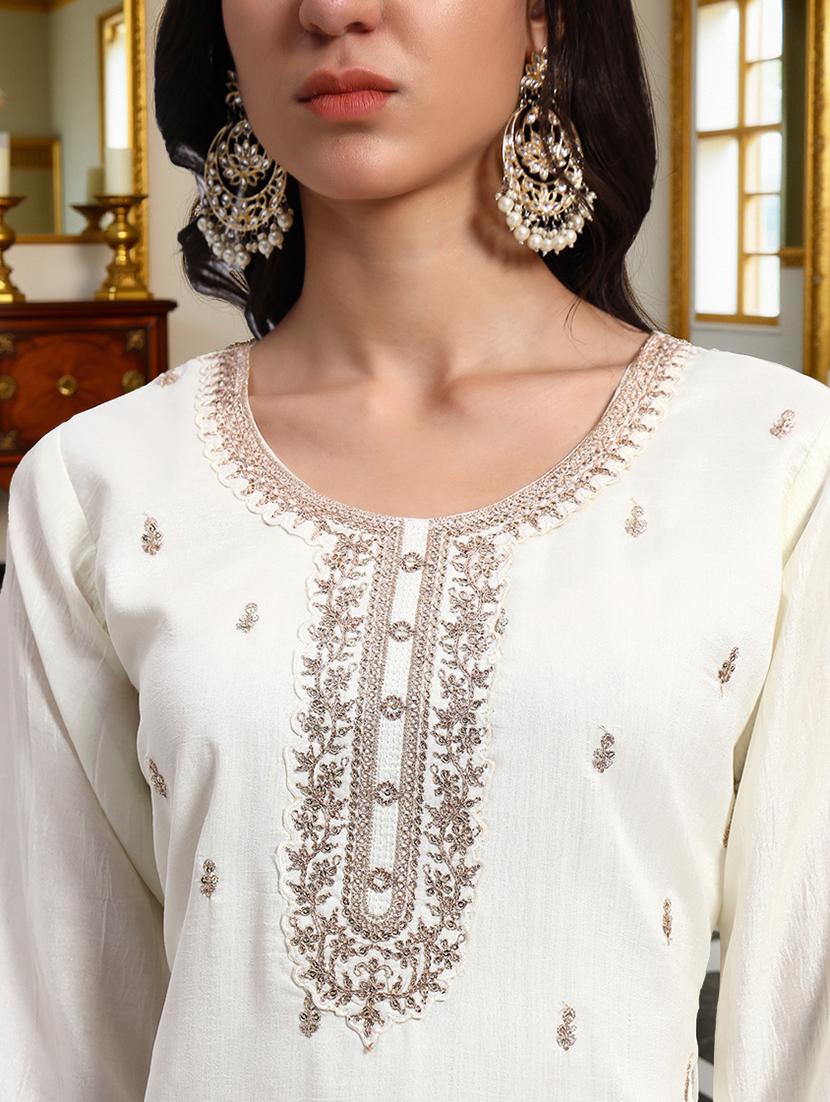 off white silk blend suit set - 21982264 - Standard Image - 4