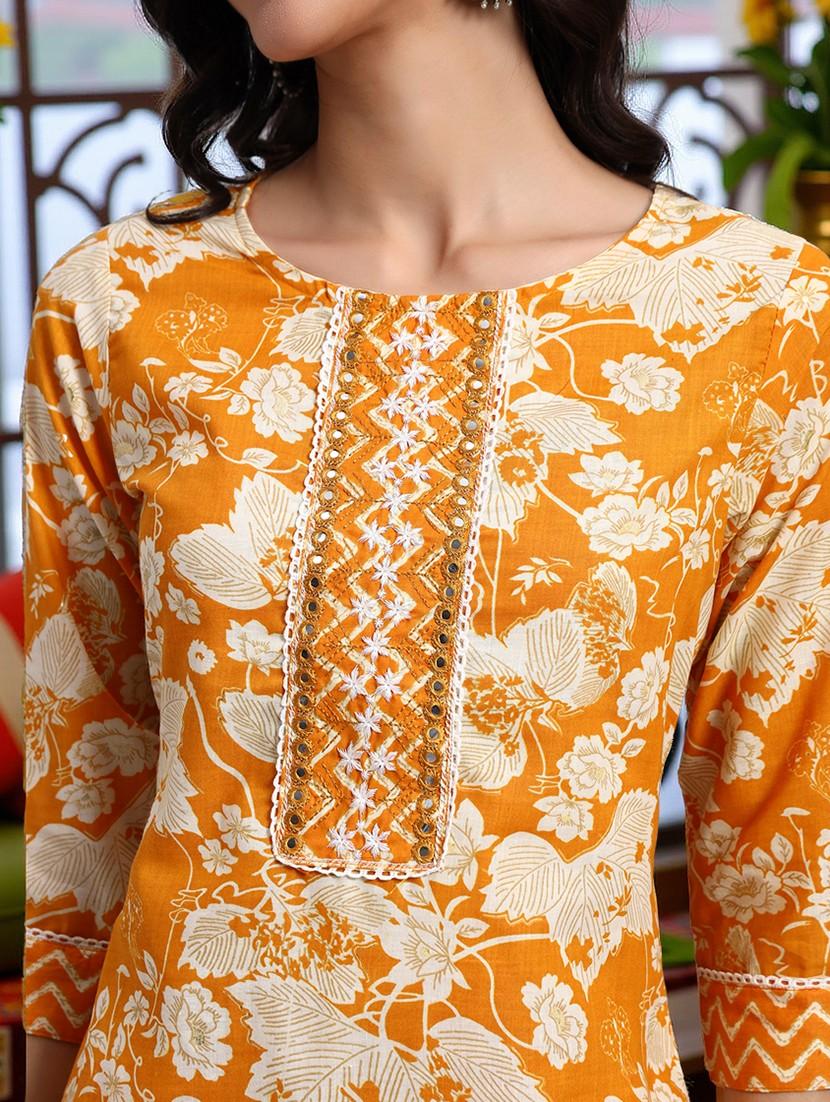 women three quarter sleeve kurta pant with dupatta set - 21982285 - Standard Image - 4