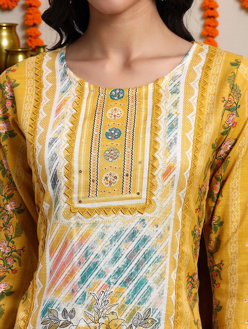 women three quarter sleeve kurta pant with dupatta set - 21982287 - Standard Image - 4