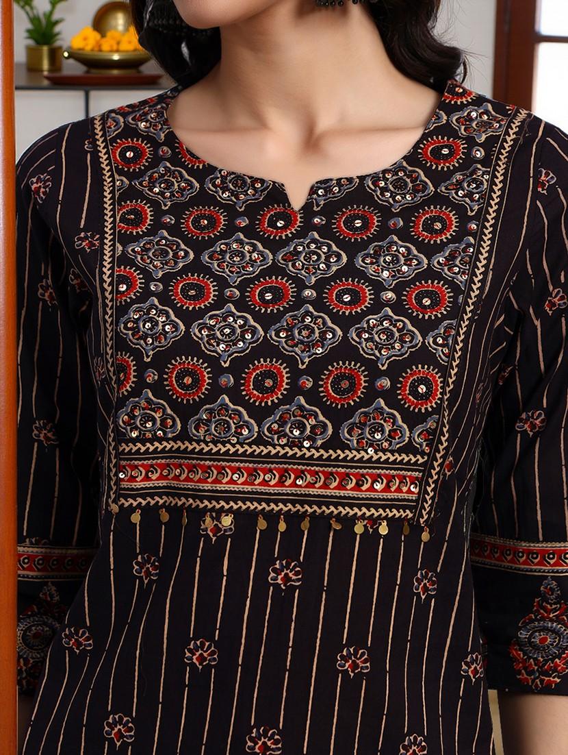 women three quarter sleeve kurta palazzo with dupatta set - 21982289 - Standard Image - 4