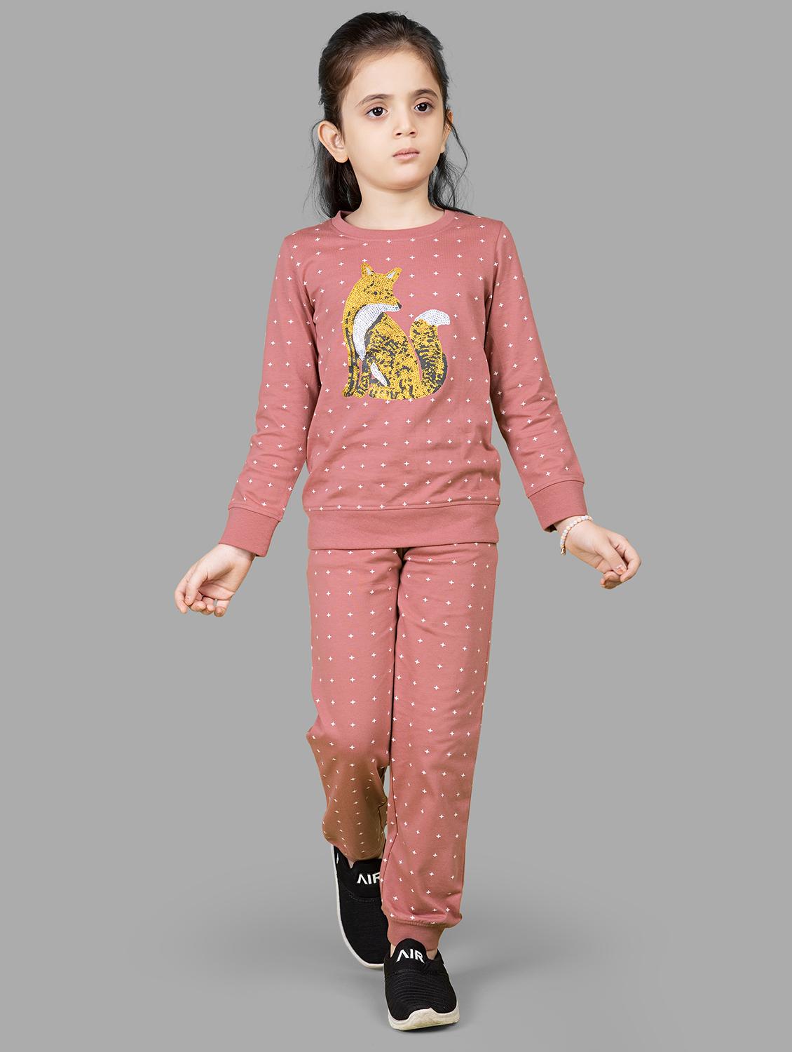 girls graphic printed long sleeve pyjama set nightwear