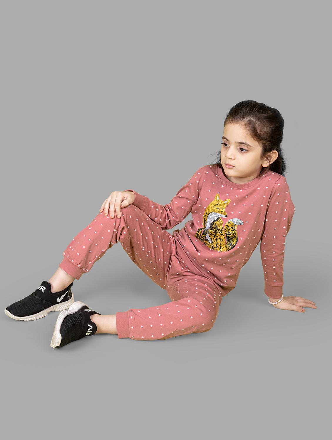 girls graphic printed long sleeve pyjama set nightwear - 21982292 - Standard Image - 1