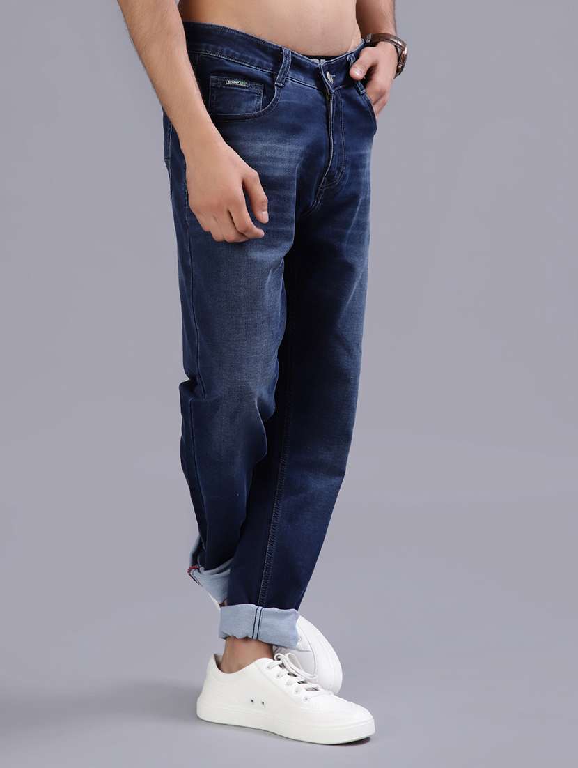 men washed mid rise full length tapered jeans - 21982419 -  Standard Image - 1