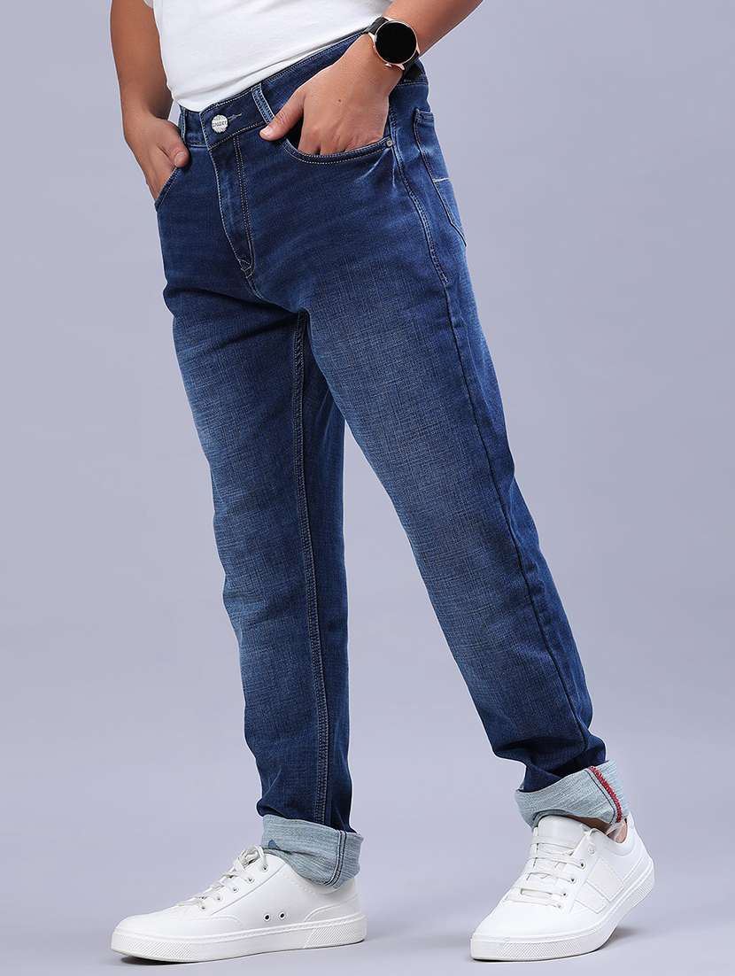 men washed mid rise full length jeans - 21982462 - Standard Image - 1