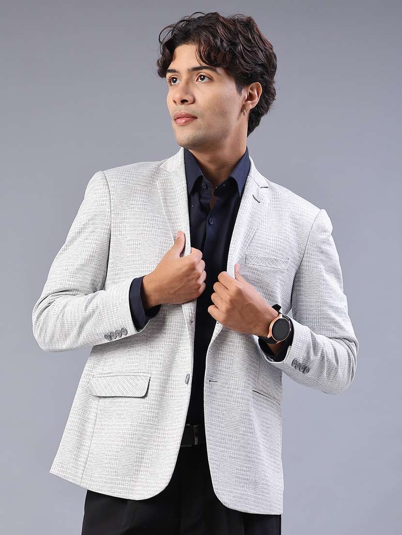 men solid lapel collar single breasted casual blazer - 21982506 -  Standard Image - 1