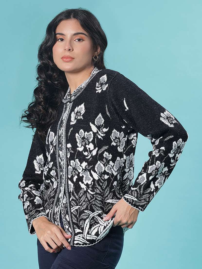 women self design long sleeve cardigan