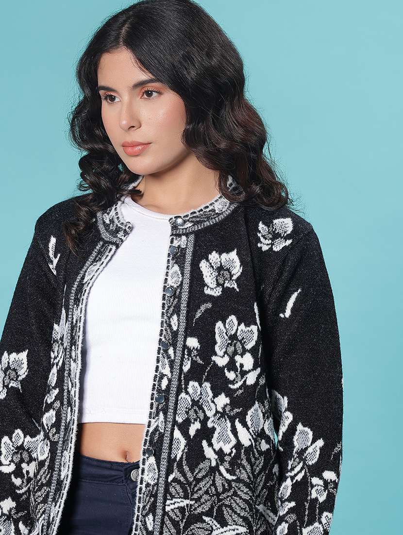 women self design long sleeve cardigan - 21982549 -  Standard Image - 1