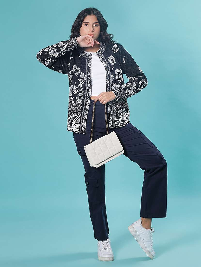 women self design long sleeve cardigan - 21982549 - Standard Image - 4