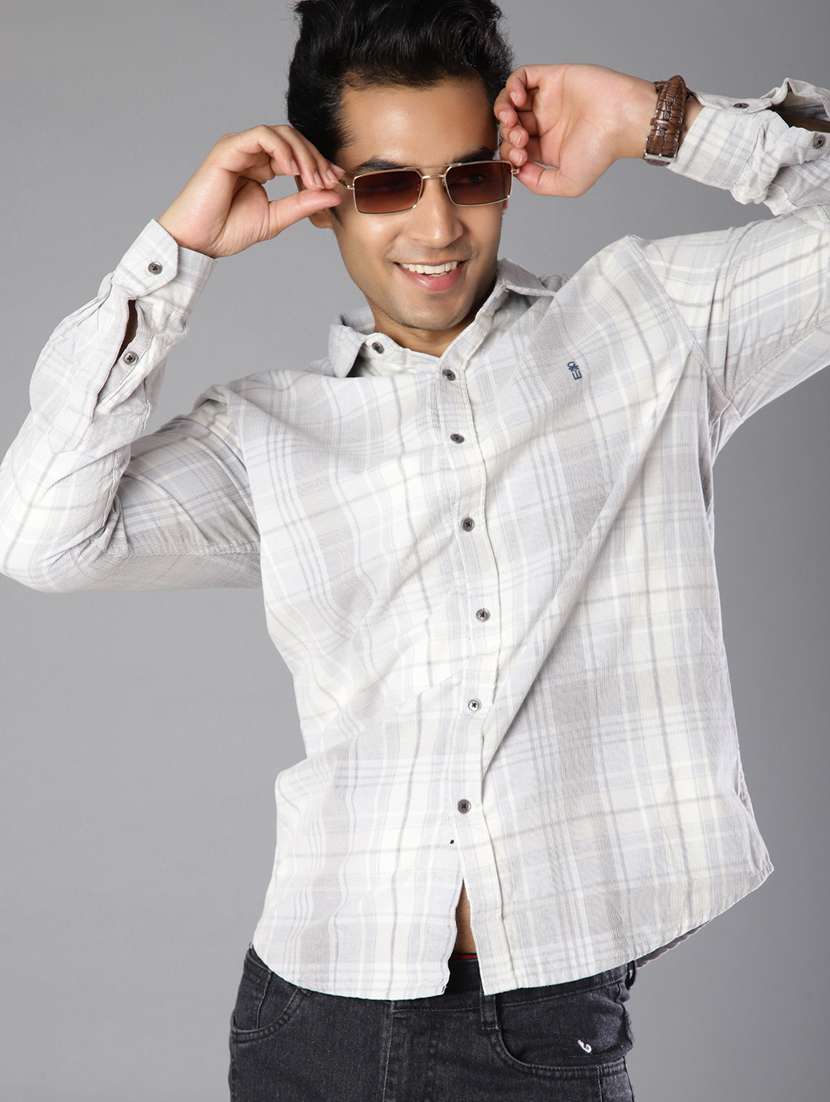 men checkered long sleeve regular fit casual shirt