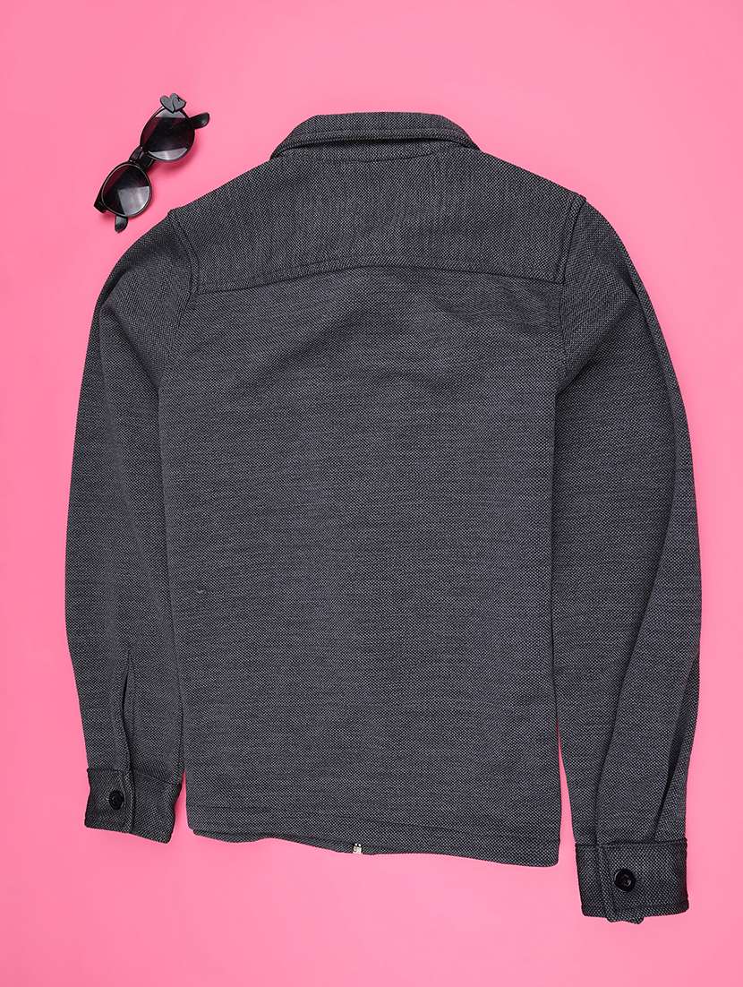 Boys Solid Collared Long Sleeve Shacket - 21982654 -  Standard Image - 1
