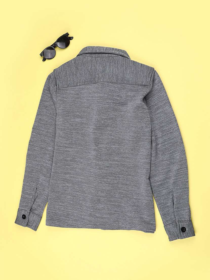 boys solid collared long sleeve shacket - 21982668 -  Standard Image - 1