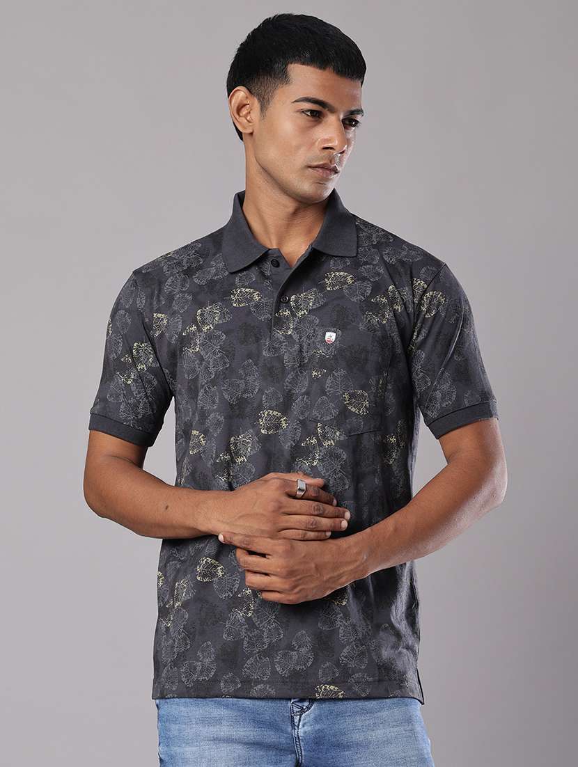 men printed short sleeve regular fit polo t-shirt - 21982681 - Standard Image - 1