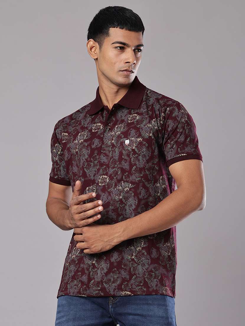 men printed short sleeve regular fit polo t-shirt - 21982683 -  Standard Image - 1