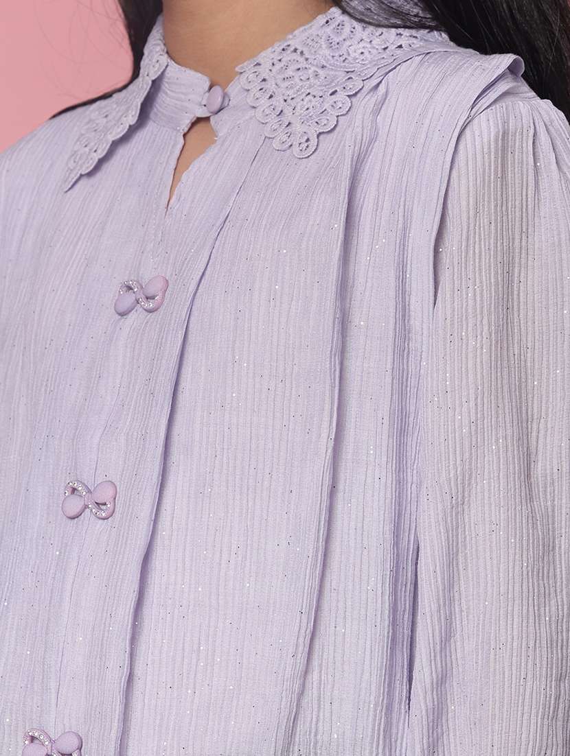 girls solid collared puff sleeve top - 21982702 -  Standard Image - 4