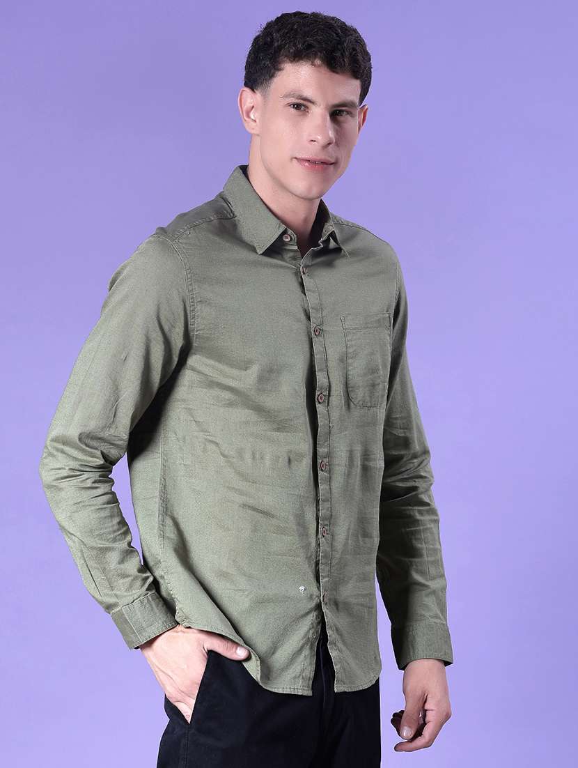 men solid long sleeve regular fit casual shirt - 21982721 - Standard Image - 1