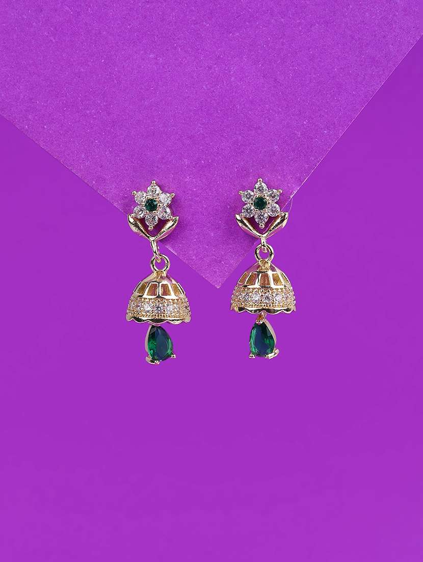 green emerald jhumka earrings - 21982761 -  Standard Image - 1