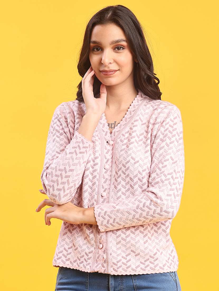 women self design long sleeve cardigan - 21982804 -  Standard Image - 1