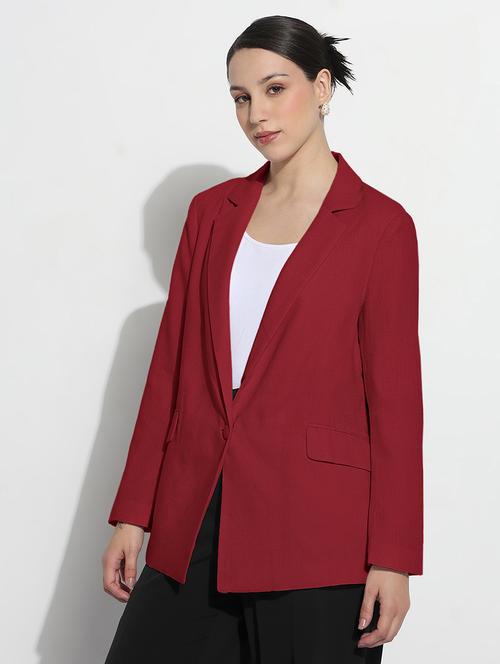 women solid long sleeve single breasted blazer - 21982829 - Standard Image - 0